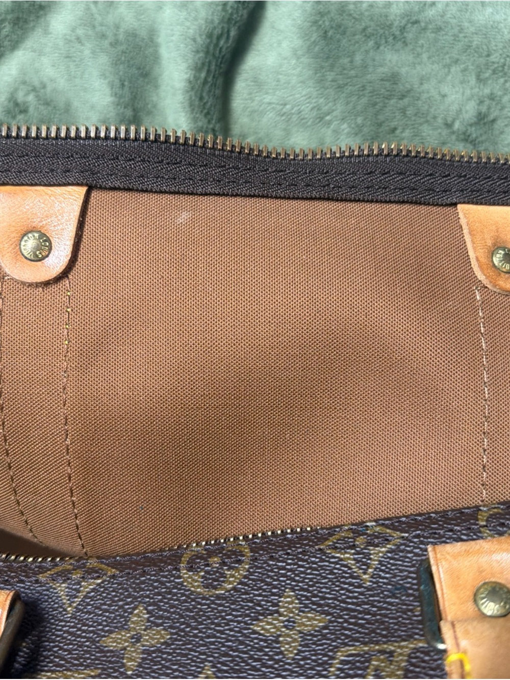Authentic!Louis Vuitton Brown Monogram Duffel with Tan Leather Trim - Picture 15 of 16